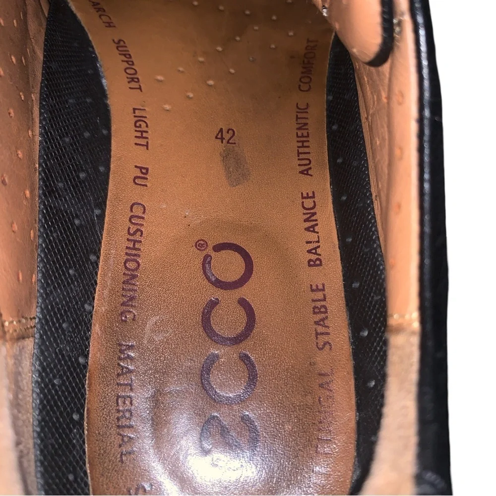 Ecco Fusion Shoes Mens 8 EU 42 Black Leather Lace Up Casual Office